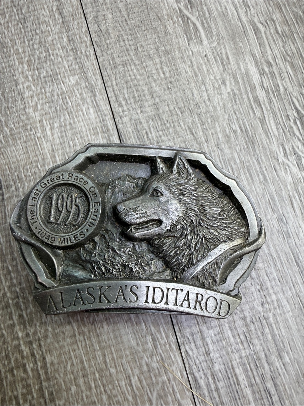 Alaska's Iditarod Silver-Tone Dog Sled Belt Buckle